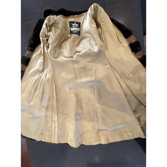 Vintage 70s Mouton Fur Long Coat Suede Stripe Shearling Retro Boho Glam XXS READ - Picture 12 of 16